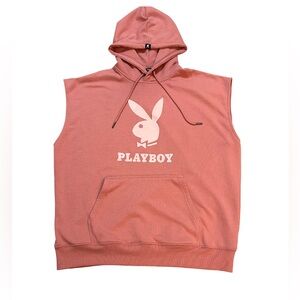 PLAYBOY Blush Pink Sleeveless Logo Hoodie Muscle Sweater